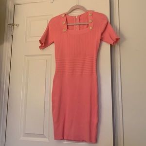 PINK KNIT SHORT SLEEVE DRESS